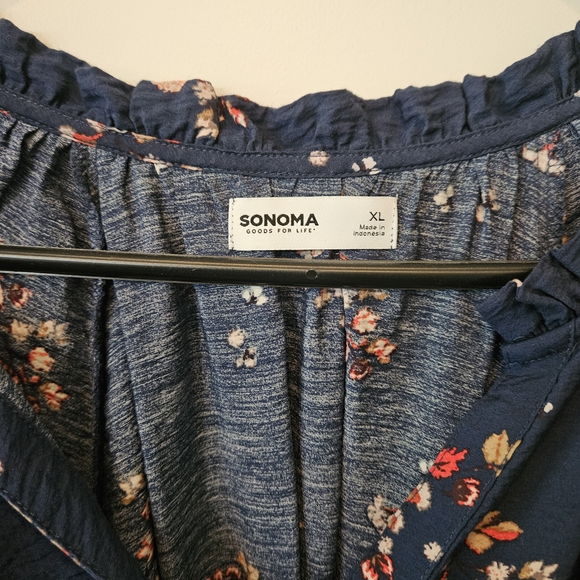 Sonoma Navy Dress with Floral Red Highlights - Picture 3 of 6